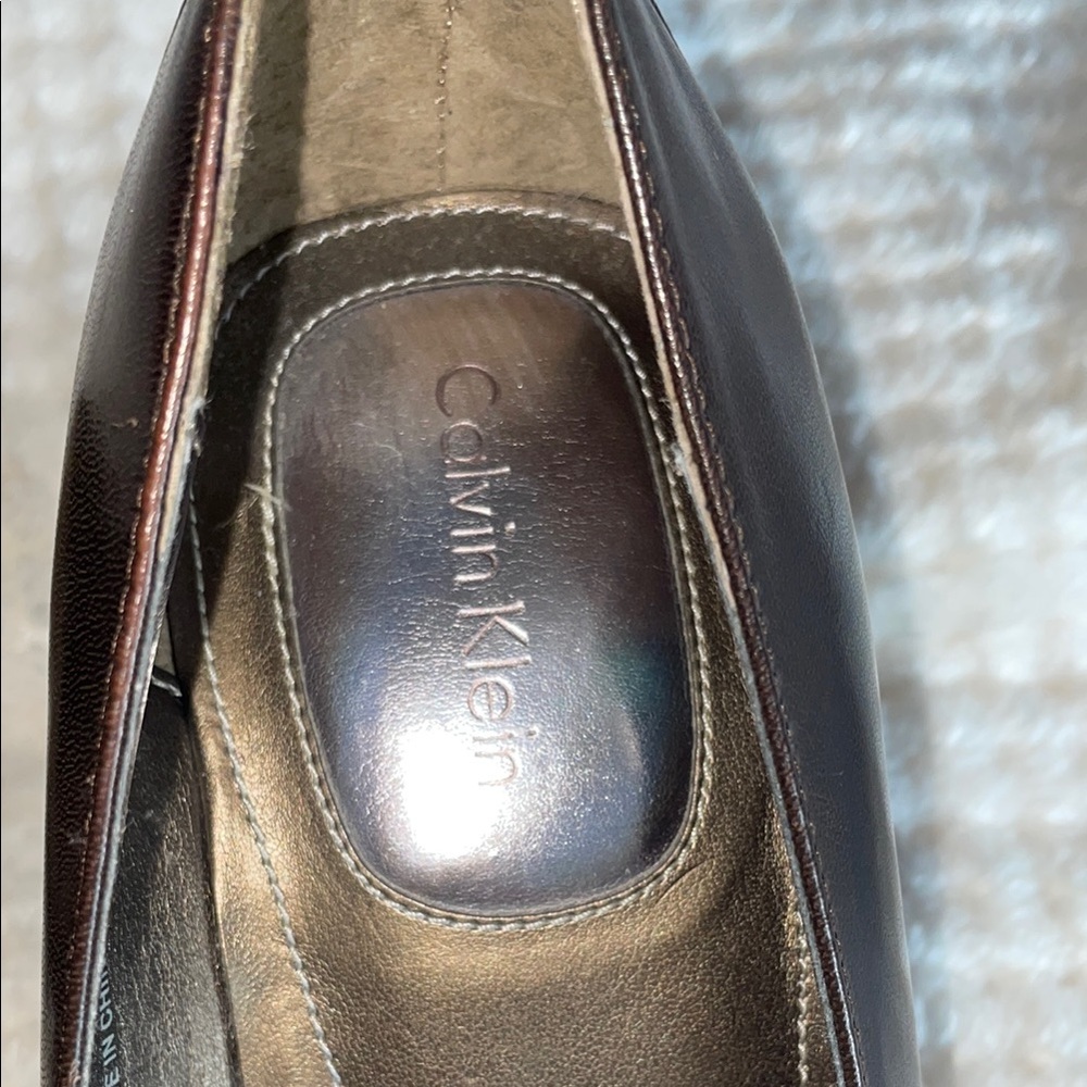 Calvin Klein Brown Leather Heels Timeless Design - Picture 3 of 6